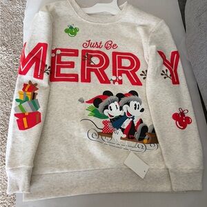 Merry Holiday Sweatshirt with Mickey and Minnie